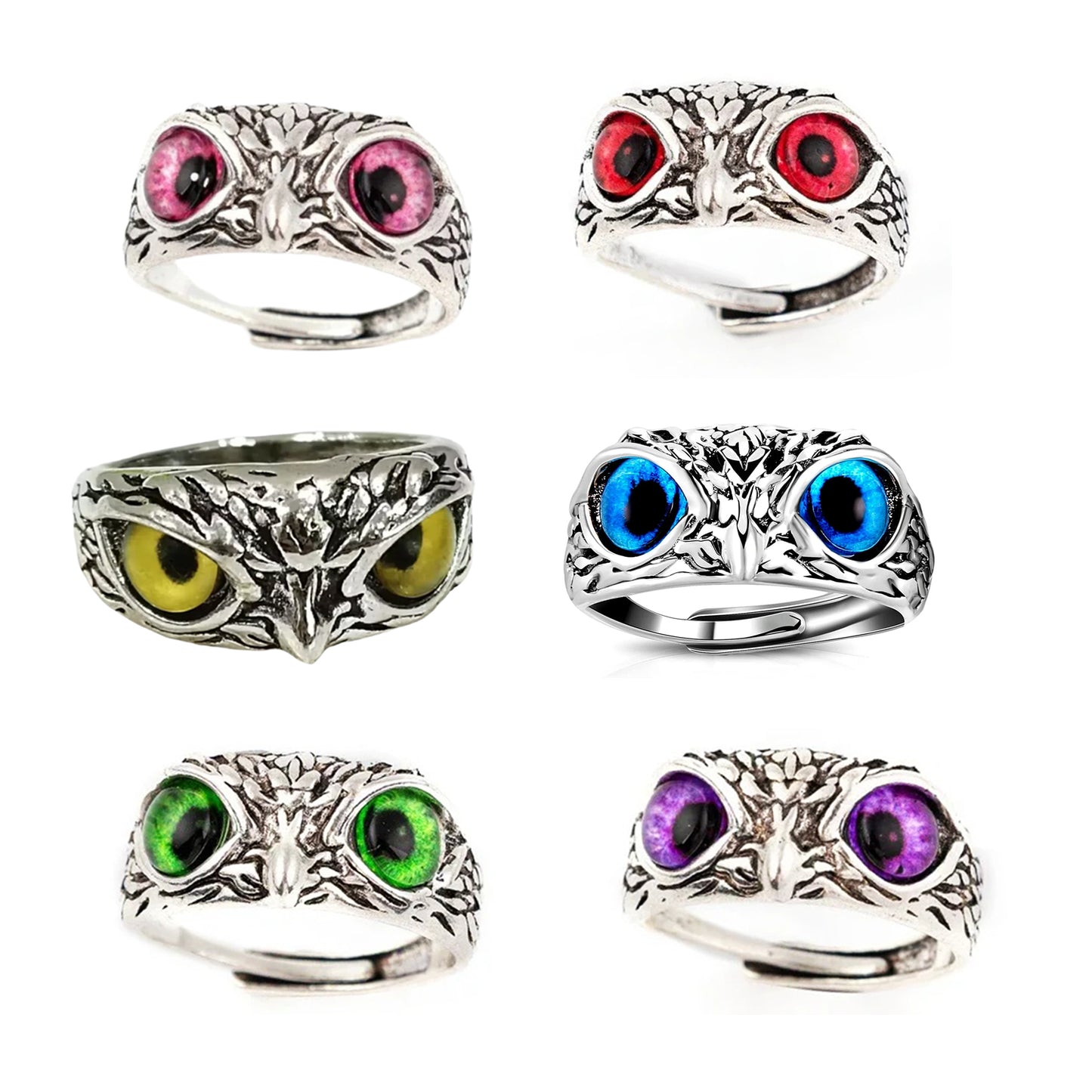 6pcs Owl Bird Ring Kids Cute Animals Jewellery Adjustable | Set of 6 Rings | Asia Sell