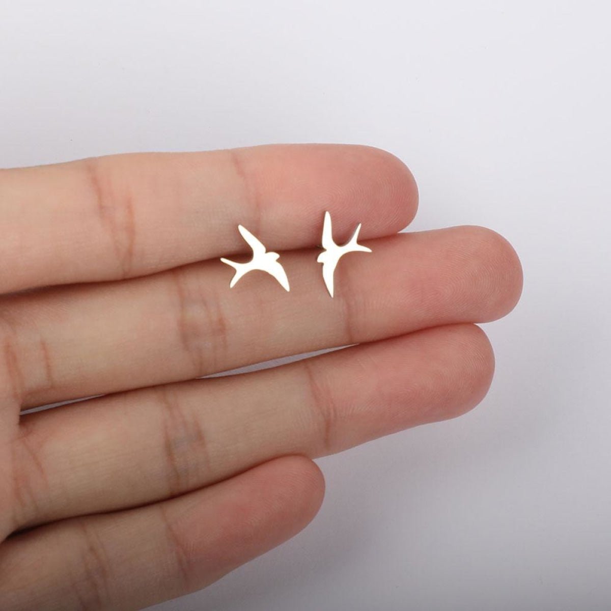 1 Pair 316L Gold Silver Colour Stainless Steel SS Night Owl Humming Bird Swallow Stud Earring Jewellery Gift - Bird 1 - Gold - Asia Sell