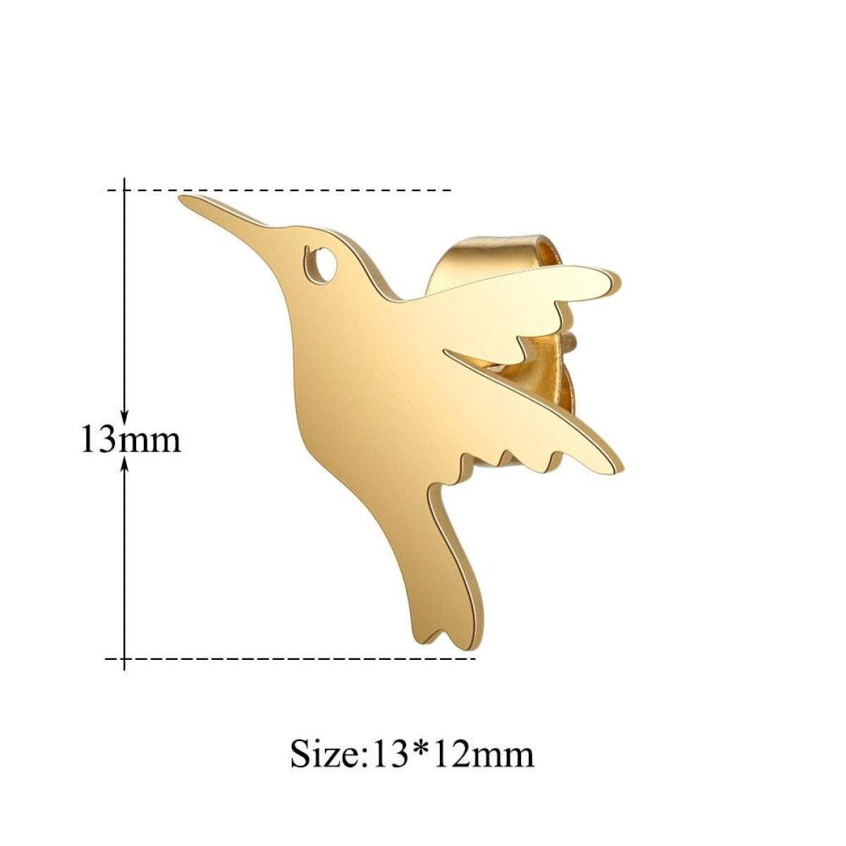 1 Pair 316L Gold Silver Colour Stainless Steel SS Night Owl Humming Bird Swallow Stud Earring Jewellery Gift - Bird 1 - Gold - Asia Sell
