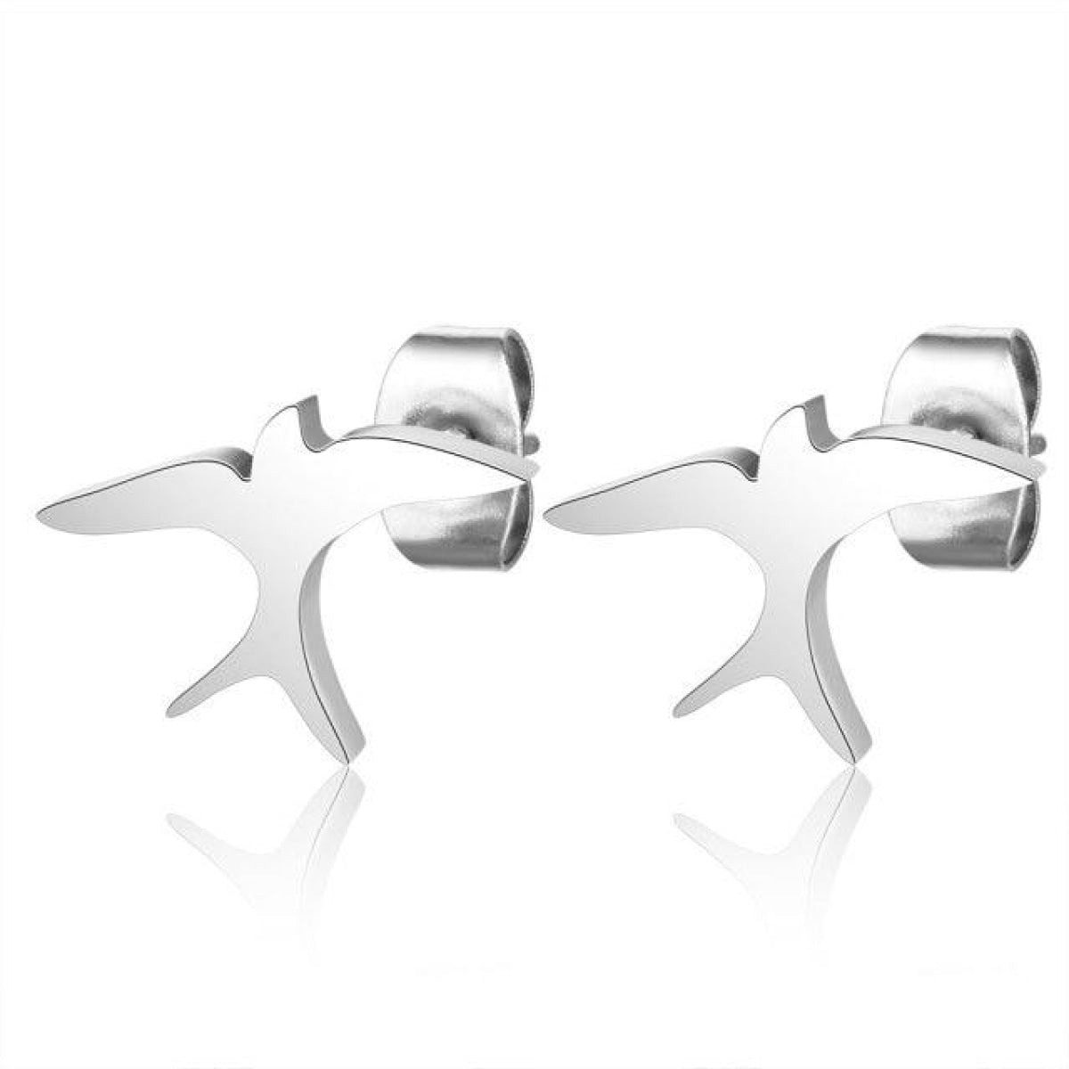 1 Pair 316L Gold Silver Colour Stainless Steel SS Night Owl Humming Bird Swallow Stud Earring Jewellery Gift - Bird 1 - Silver - Asia Sell
