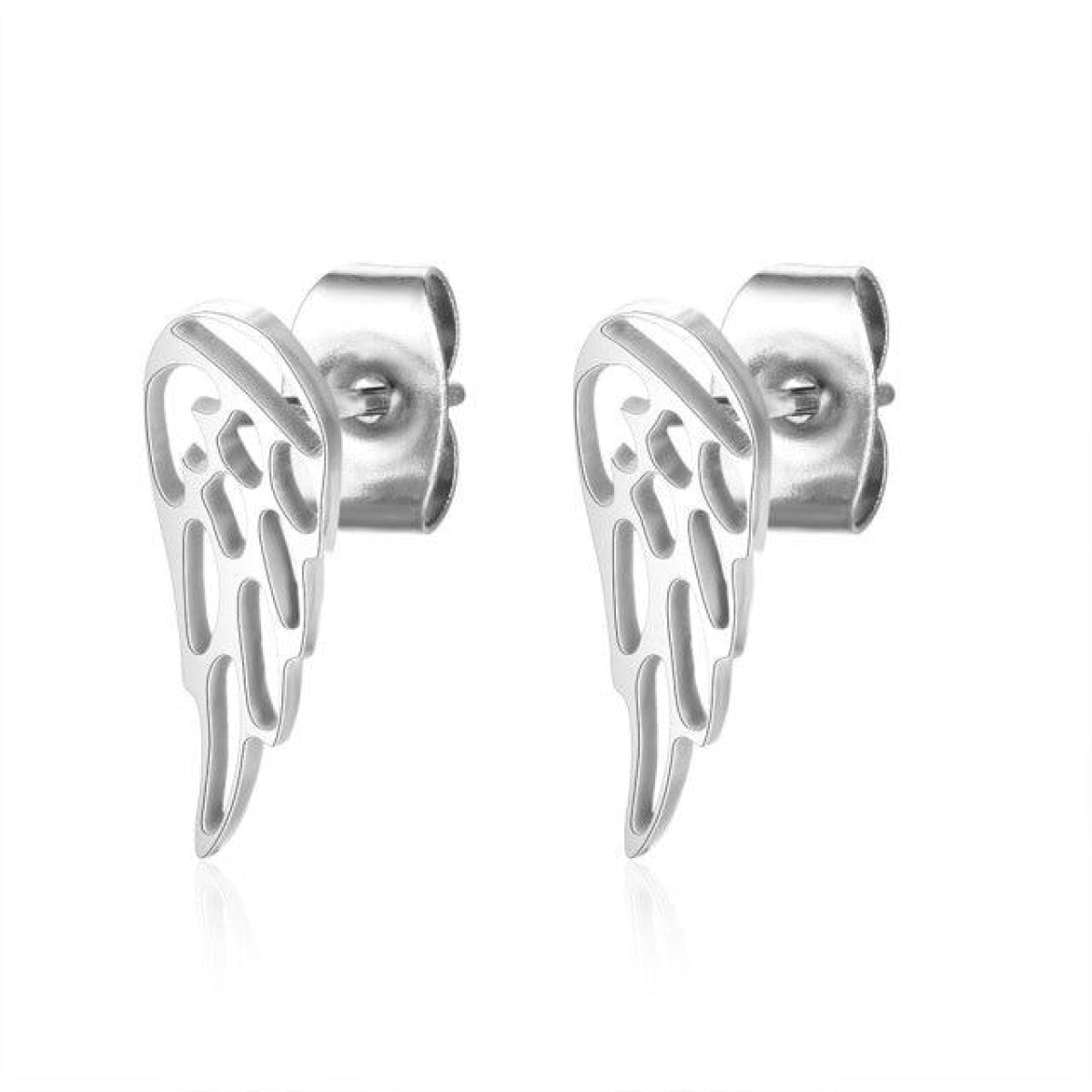 1 Pair 316L Gold Silver Colour Stainless Steel SS Night Owl Humming Bird Swallow Stud Earring Jewellery Gift - Feather - Silver - Asia Sell