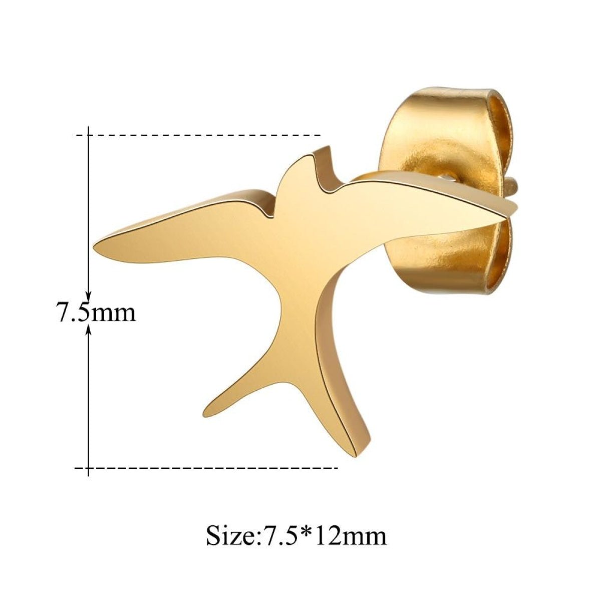 1 Pair 316L Gold Silver Colour Stainless Steel SS Night Owl Humming Bird Swallow Stud Earring Jewellery Gift - Owl Crest - Silver - Asia Sell
