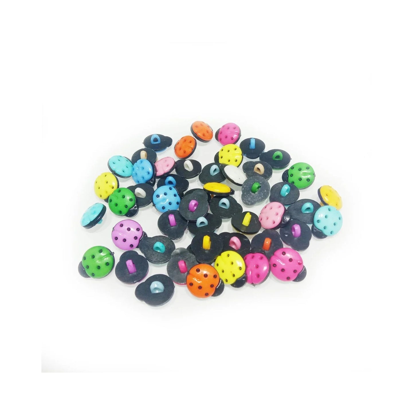 10-200pcs-Shank Loop Buttons Butterfly Cupcake Car Heart Paw Icecream Ladybug Apple Childrens Clothing Crafts - Mixed Ladybug - 10pcs - Asia Sell