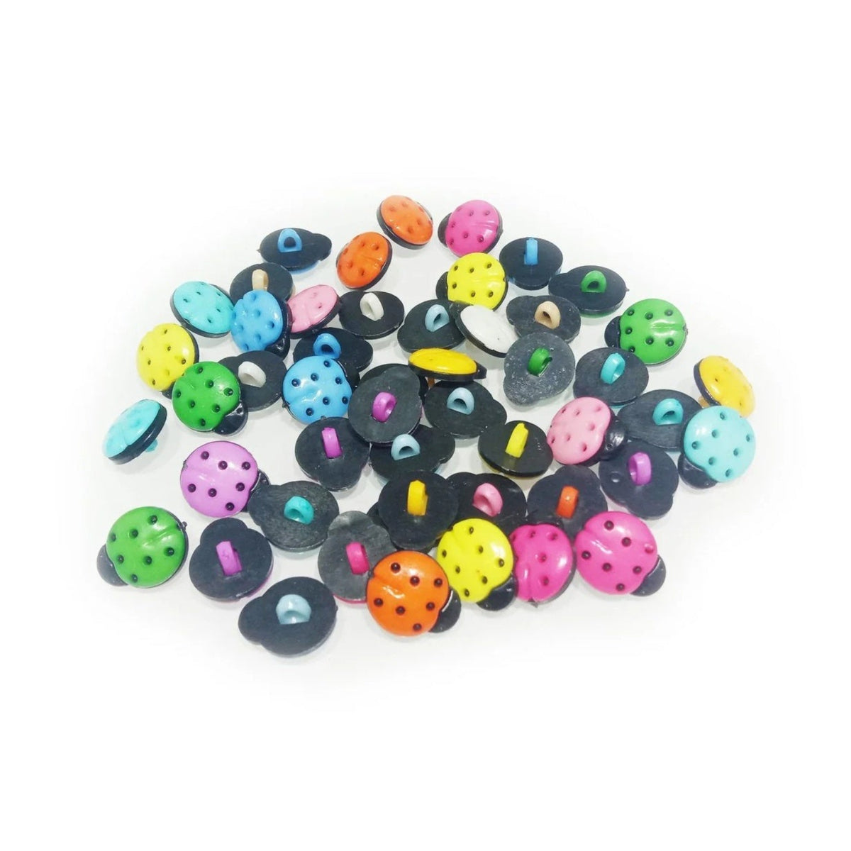 10-200pcs-Shank Loop Buttons Butterfly Cupcake Car Heart Paw Icecream Ladybug Apple Childrens Clothing Crafts - Mixed Ladybug - 10pcs - Asia Sell