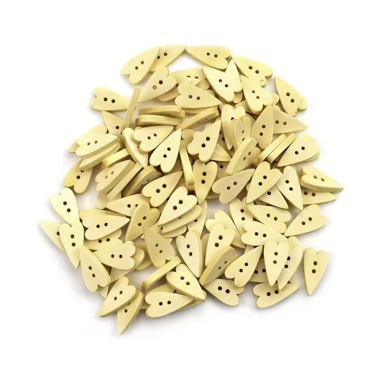 10-200pcs Wooden Heart Shape Buttons Creme Beige Natural for Handmade Girls Clothing DIY Decor Scrapbooking Needlework Craft Sewing Wood Button Accessories | Slim Version | Asia Sell