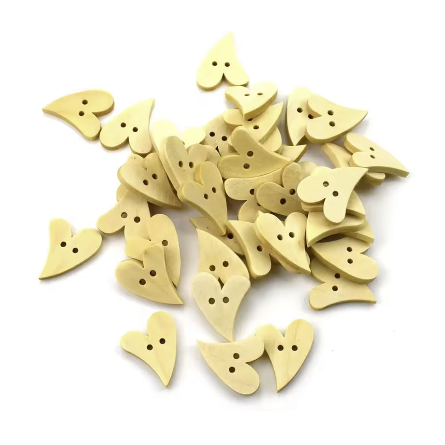 10-200pcs Wooden Heart Shape Buttons Creme Beige Natural for Handmade Girls Clothing DIY Decor Scrapbooking Needlework Craft Sewing Wood Button Accessories | Wide Version | Asia Sell