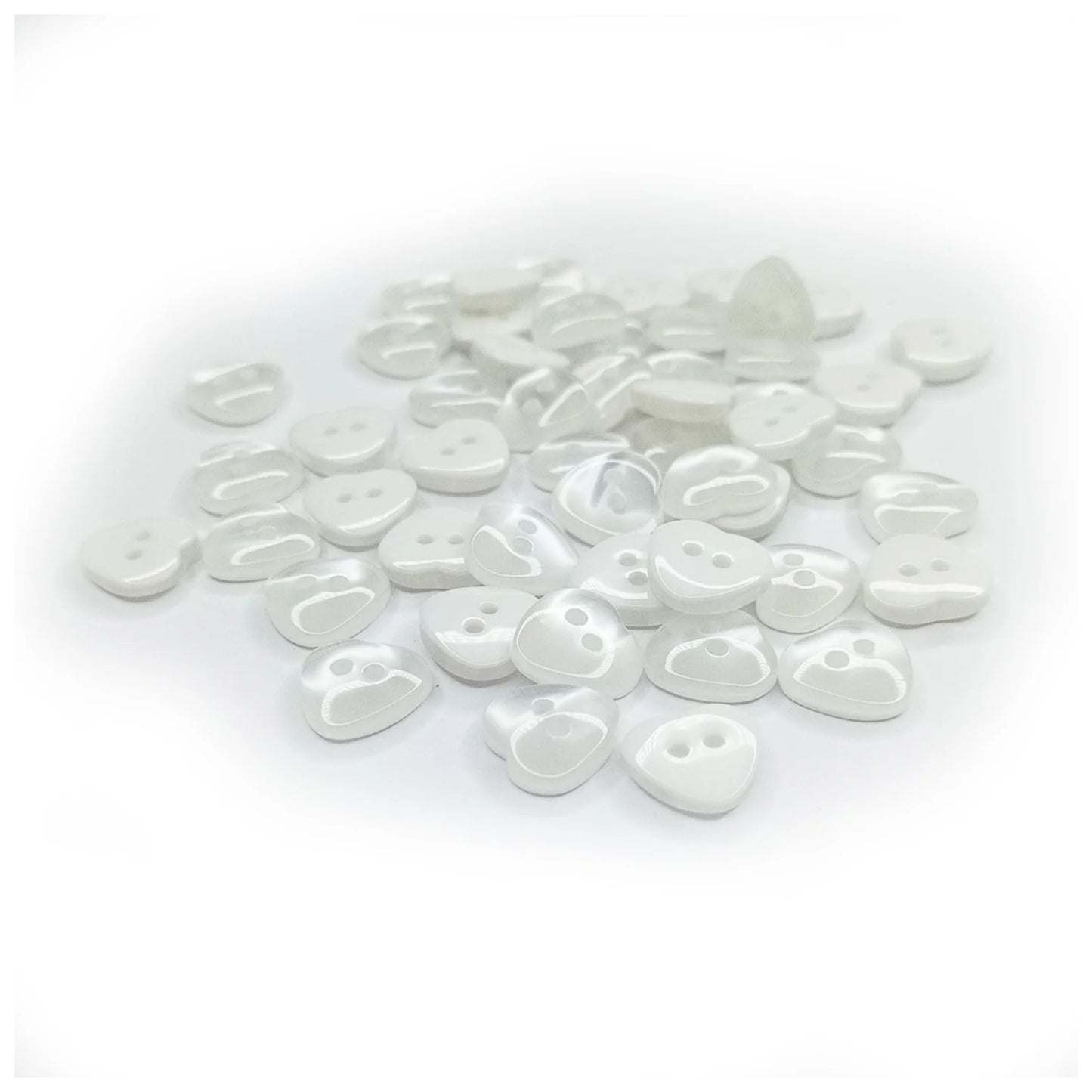 10-200pcs Resin Sewing Buttons Scrapbooking Heart Pearl Two Holes 11.5mm | Side View | Asia Sell