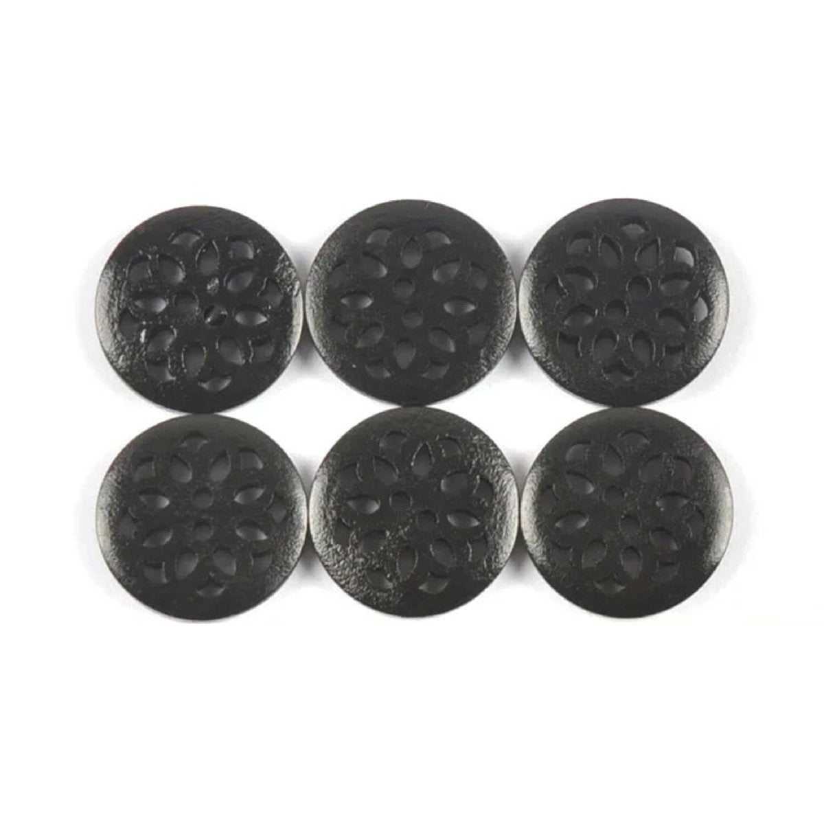 10-30pcs 18-25mm Carved Wooden Buttons Brown Cut-Out 2-Hole Coat Upholstery Flower Sewing Clothes - 10pcs 24mm Black - Asia Sell