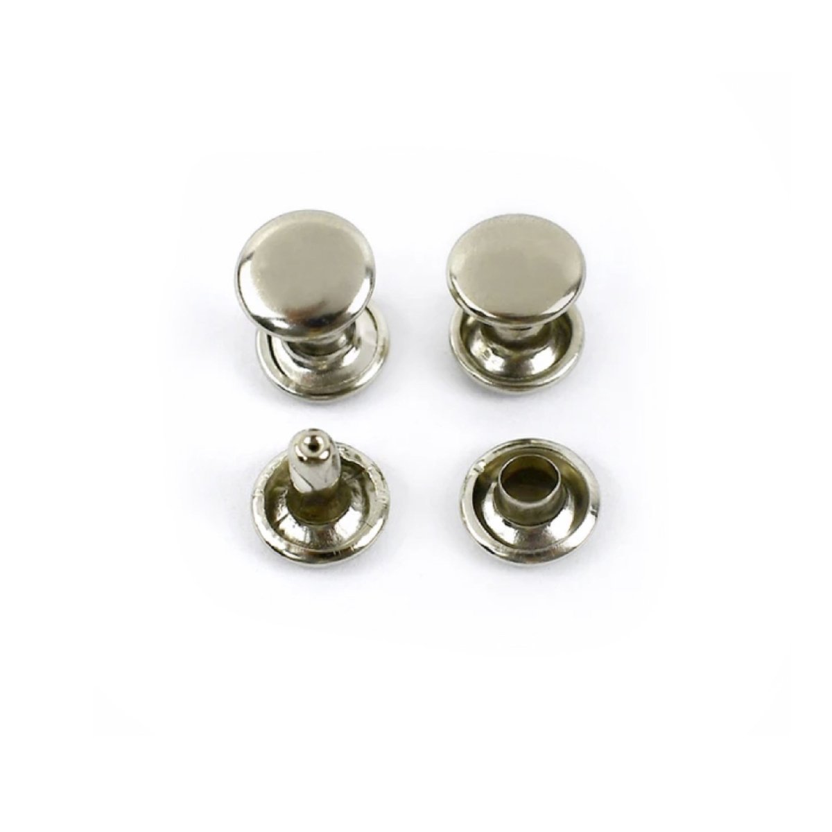10-500 Sets 3-7mm Round Silver Metal Rivets DIY Clothes Shoes Eyelets DIY Leather Craft Clothing - 10 Pairs 3mm Silver - Asia Sell