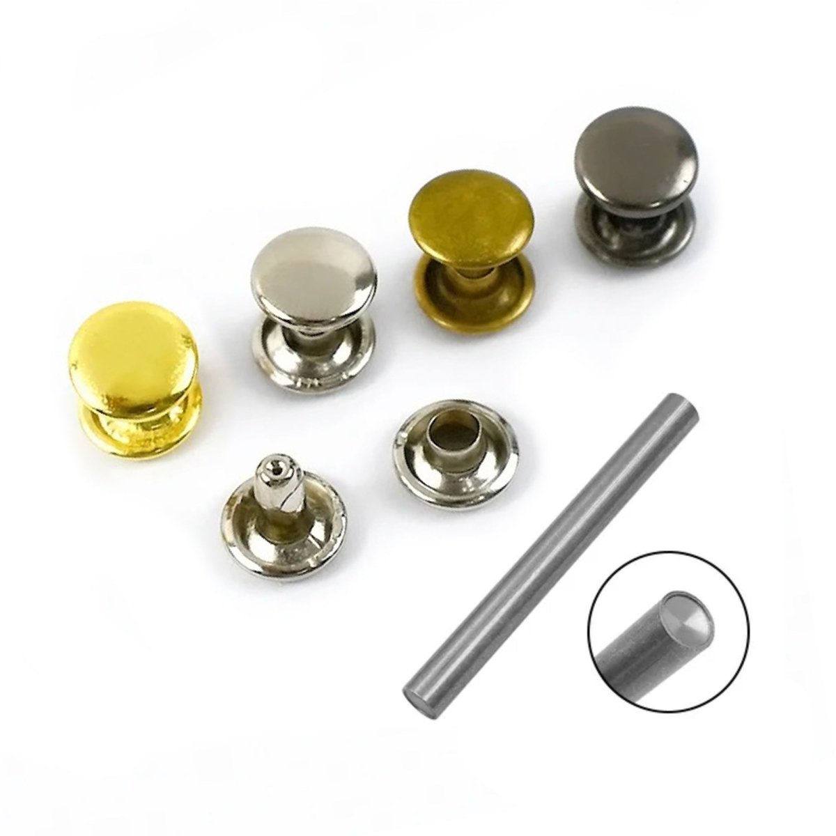 10-500 Sets 3-7mm Round Silver Metal Rivets DIY Clothes Shoes Eyelets DIY Leather Craft Clothing - 10 Pairs 3mm Silver - Asia Sell