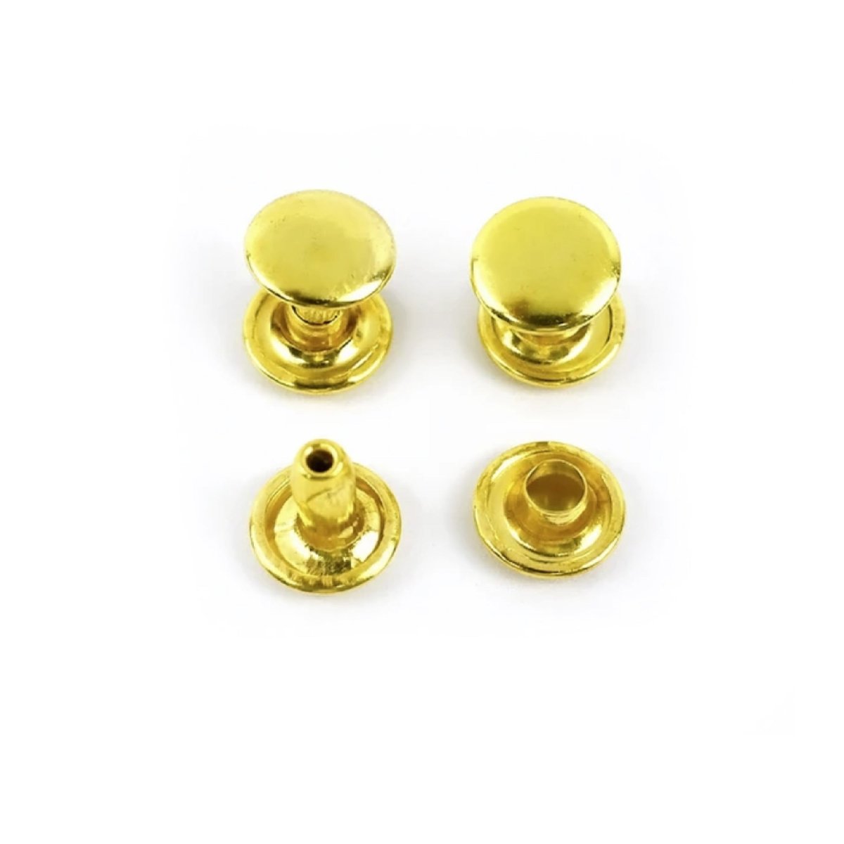 10-500 Sets 3-7mm Round Silver Metal Rivets DIY Clothes Shoes Eyelets DIY Leather Craft Clothing - 10 Pairs 7mm Gold - Asia Sell