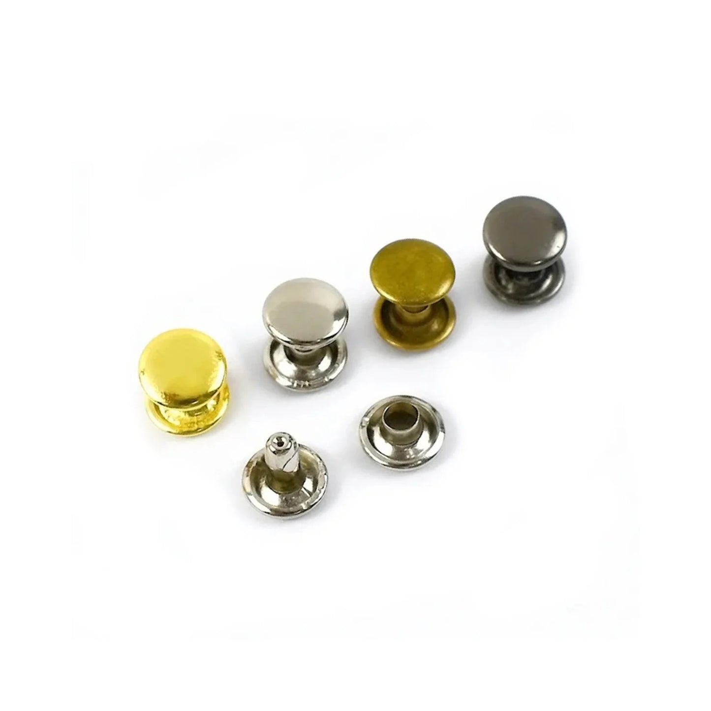 10-500 Sets 3-7mm Round Silver Metal Rivets DIY Clothes Shoes Eyelets DIY Leather Craft Clothing - 6mm Punch - Asia Sell
