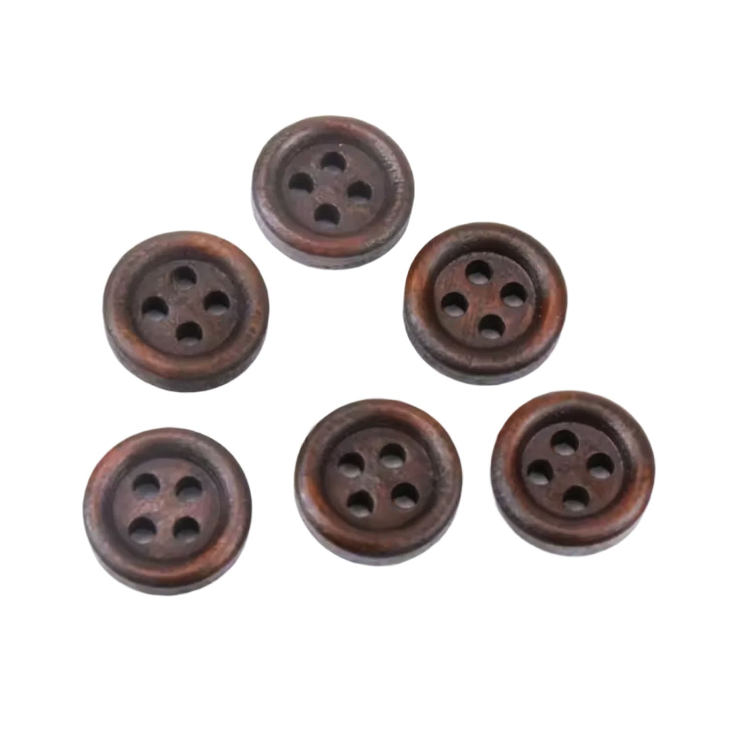 10-50pcs 12mm Wooden Dark Brown Round 4-Hole Buttons Clothes Sewing Home Accessories | Asia Sell