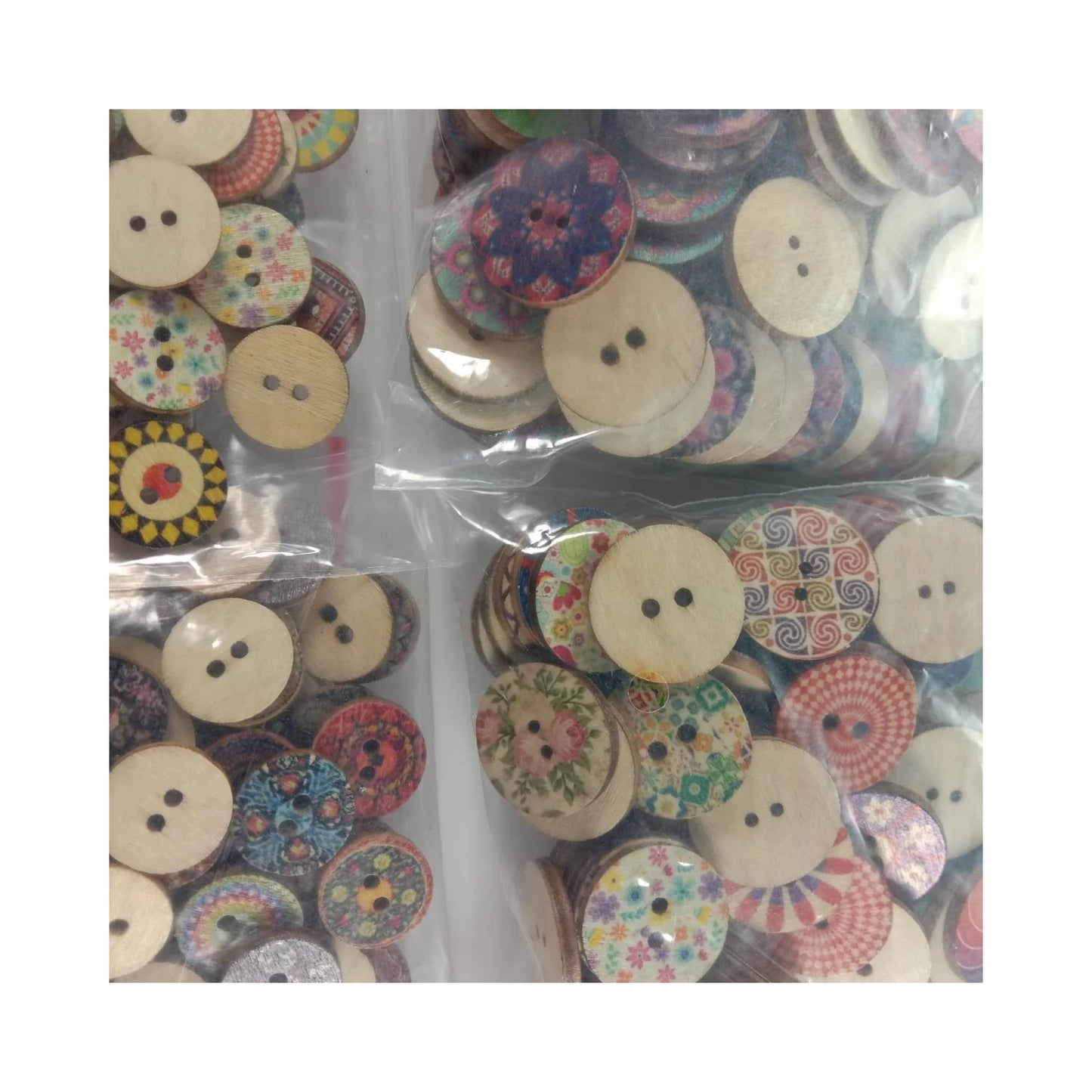 100-500pcs 15-20mm Retro Wooden Buttons for Handmade Clothes Crafts Scrapbooking - 100pcs 20mm - Asia Sell