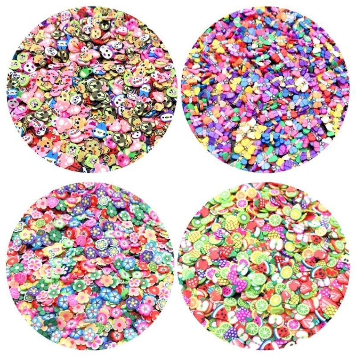 1000pcs 3-6mm Mixed Fruit Animal Clay Beads Decoration Crafts Scrapbook Nail Art - Teddies - Asia Sell
