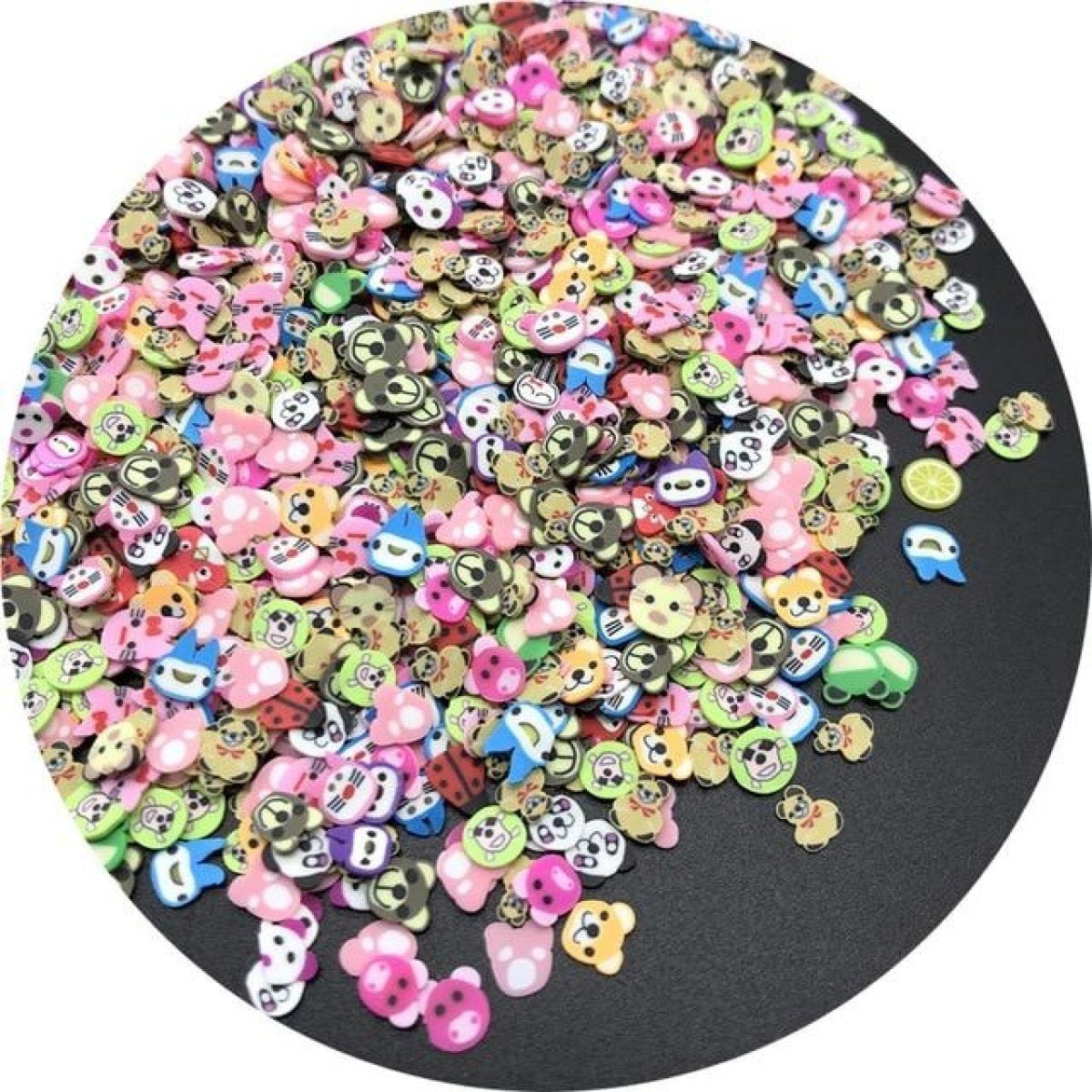 1000pcs 3-6mm Mixed Fruit Animal Clay Beads Decoration Crafts Scrapbook Nail Art - Teddies - Asia Sell