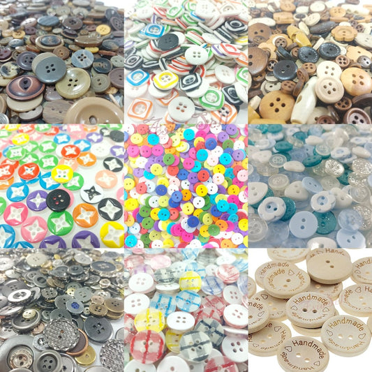 1000pcs Button Clothing Buttons Wood or Resin Scrapbooking Crafts Mixed Sets - Dark Brown 8-25mm - - Asia Sell