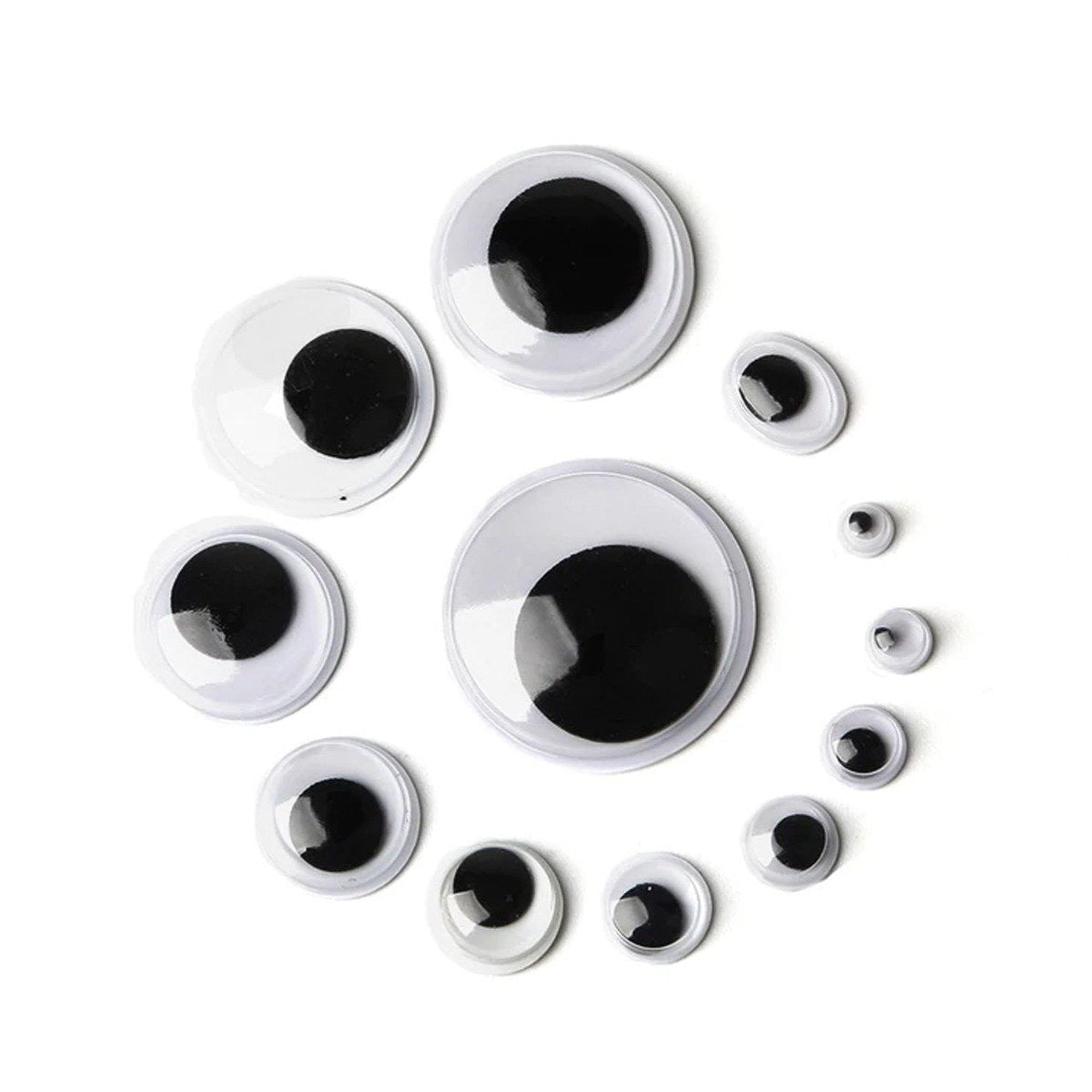 1000pcs Googly Eyes Box Set 5mm-24mm Plastic Moving Boggle Eyes Adhesive Backing - - Asia Sell