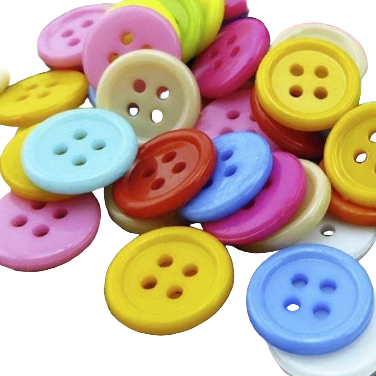 1000pcs Mixed Colour Buttons 12.5mm 4-Hole Round Shape Plastic Resin Holes Sewing DIY - - Asia Sell