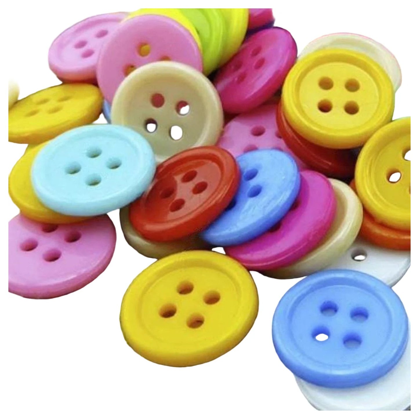 1000pcs Mixed Colour Buttons 12.5mm 4-Hole Round Shape Plastic Resin Holes Sewing DIY - - Asia Sell