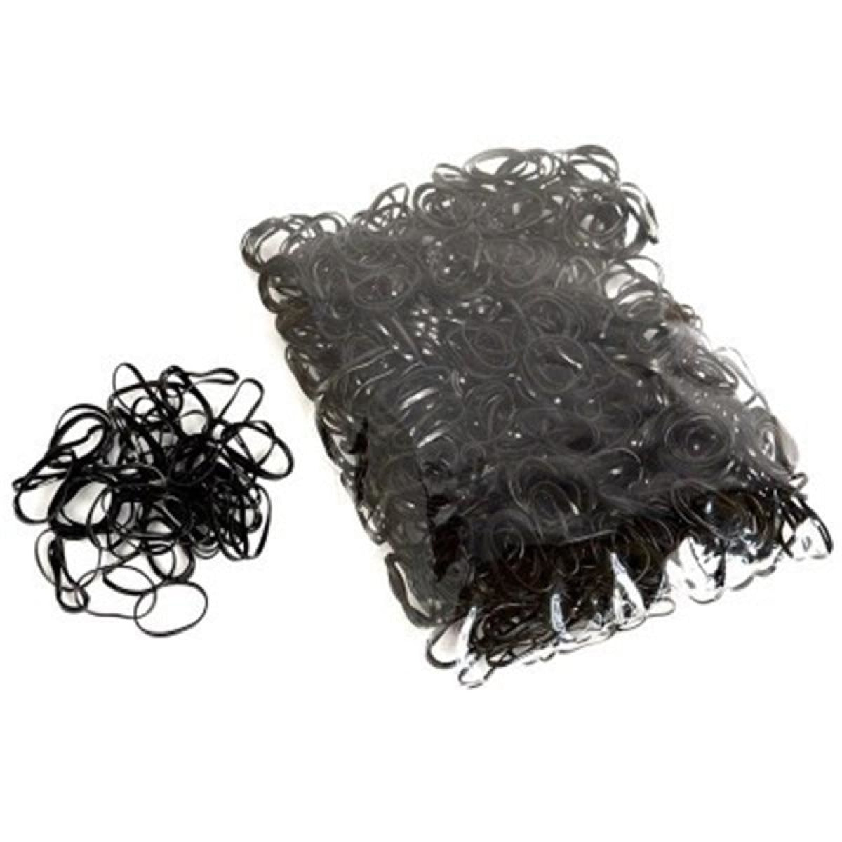 1000pcs Transparent / Black Rubber Bands Elastic Hair Bands - Black - Asia Sell