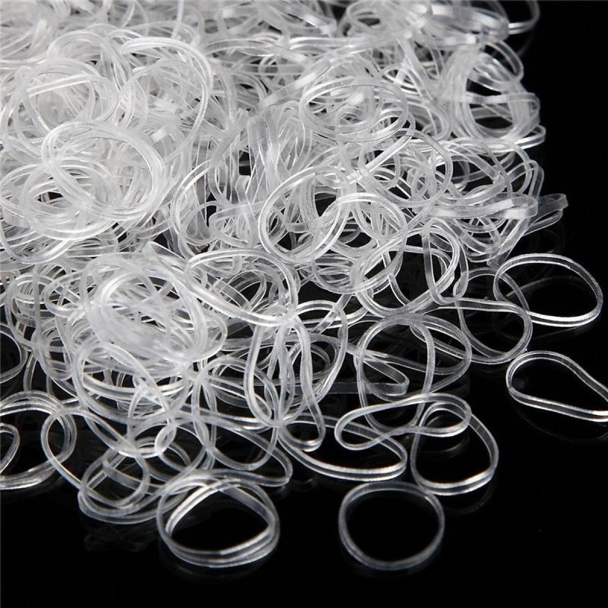 1000pcs Transparent / Black Rubber Bands Elastic Hair Bands - Black - Asia Sell
