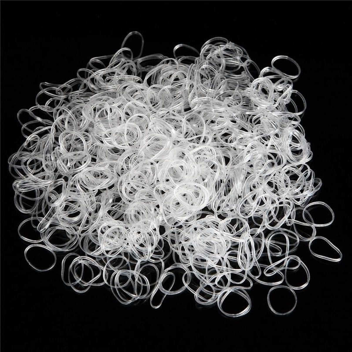 1000pcs Transparent / Black Rubber Bands Elastic Hair Bands - Black - Asia Sell