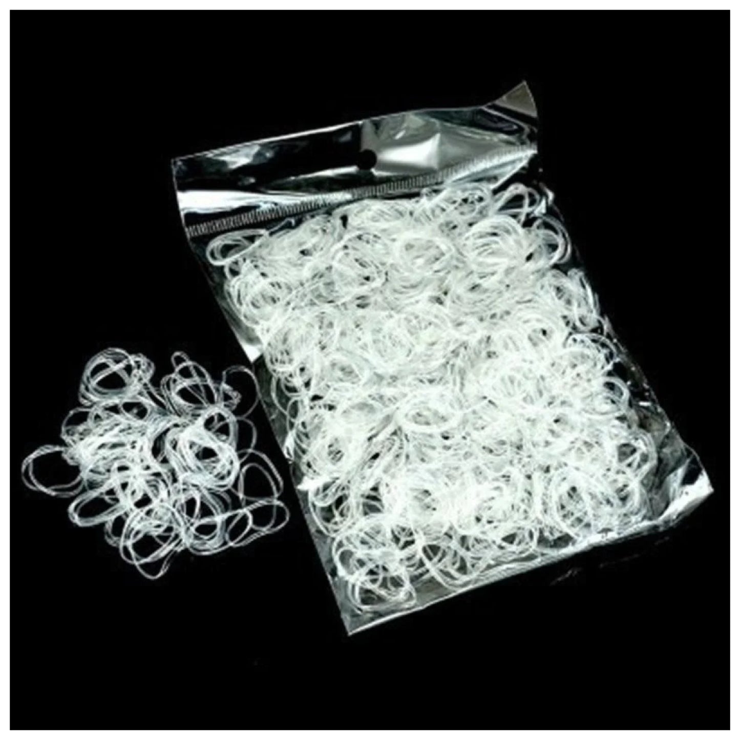 1000pcs Transparent / Black Rubber Bands Elastic Hair Bands - Transparent - Asia Sell