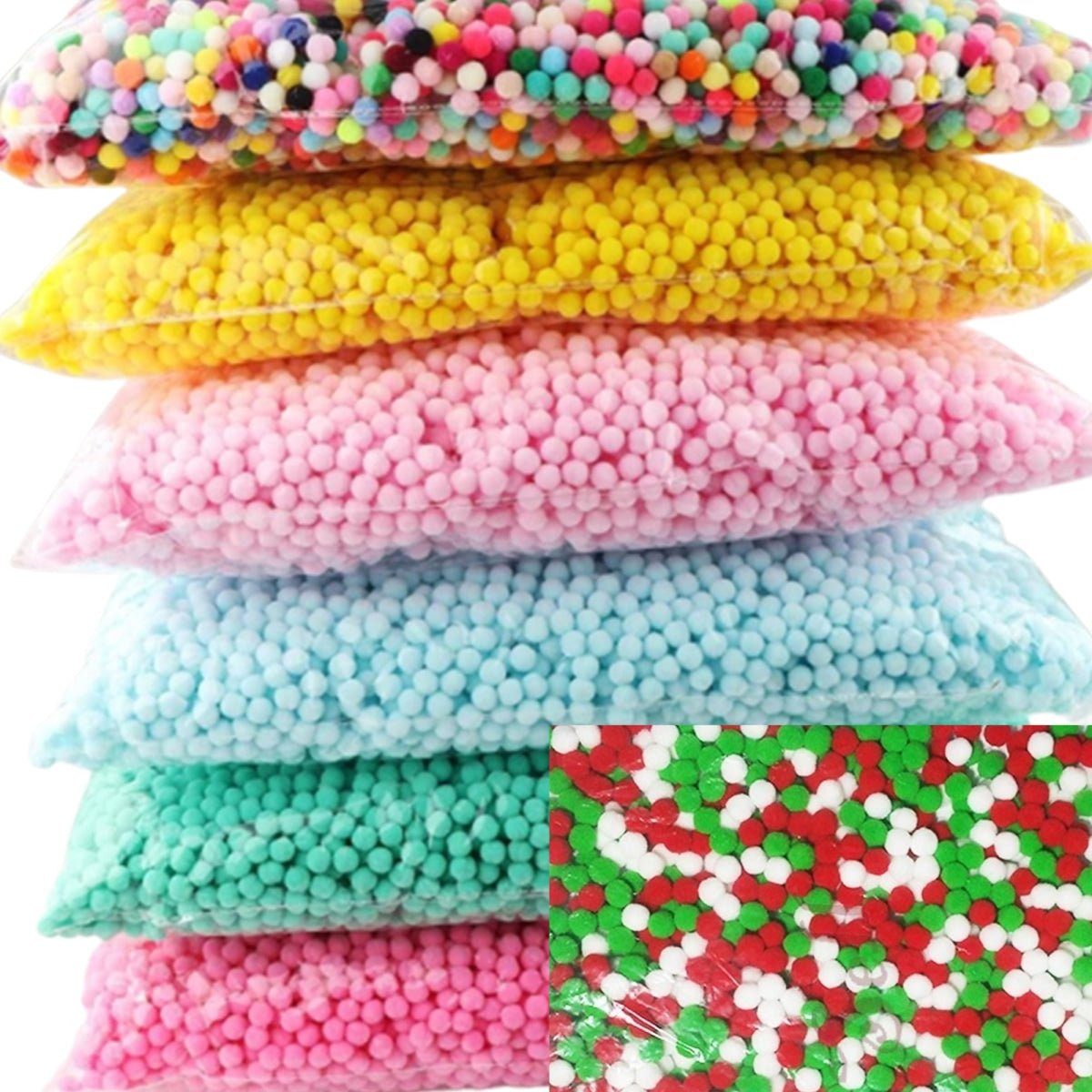 100g Pompoms 10mm Soft Fluffy Plush Balls Crafts Toys DIY Christmas Mixed - Dark Pink - Asia Sell