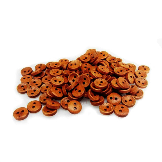 100pcs 10mm Brown 2-holes Round Wooden Buttons sewing Scrapbooking Craft - Asia Sell