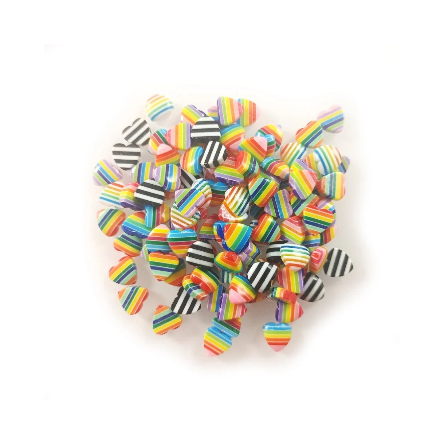 100pcs 10mm Cabochon Heart Shape Striped Resin Flatback Scrapbooking Crafts Resin Shapes - - Asia Sell