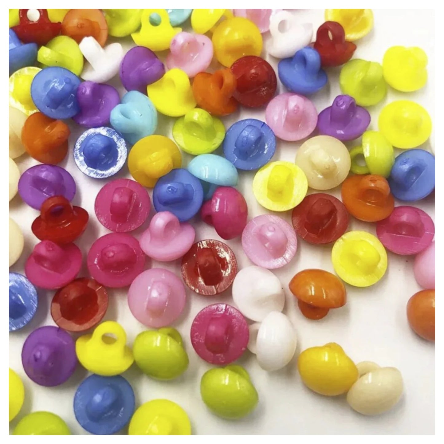 100pcs 10mm Mini Semicircle Plastic Buttons Sewing Appliques Baby Crafts Coloured - - Asia Sell