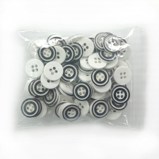 100pcs 11mm 4 Hole Resin Black and White Sewing Buttons Kids Clothes Scrapbooking DIY - Asia Sell