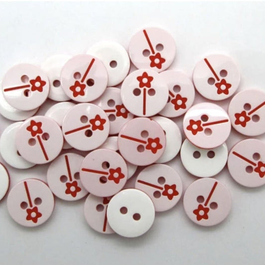 100pcs 12.5mm 2 Holes Mixed Round Flower Resin Buttons For Clothes Crafts Sewing Scrapbooking - Asia Sell