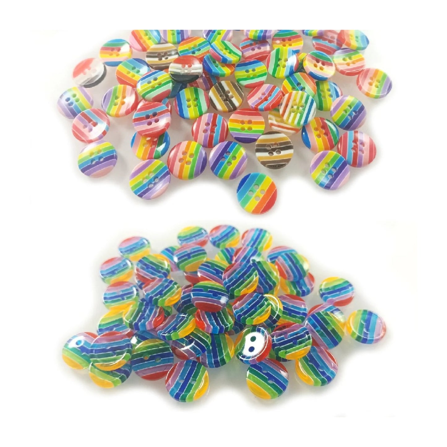 100pcs 12.5mm Mixed Resin Round Stripe Sewing Buttons For Cloth Needlework Flatback Scrapbooking Crafts - Translucent - Asia Sell