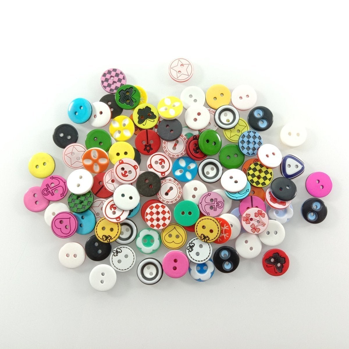 100pcs 12mm Mixed Colourful Cartoon Resin Buttons DIY Scrapbooking Accessories Kid's Apparel Sewing - - Asia Sell