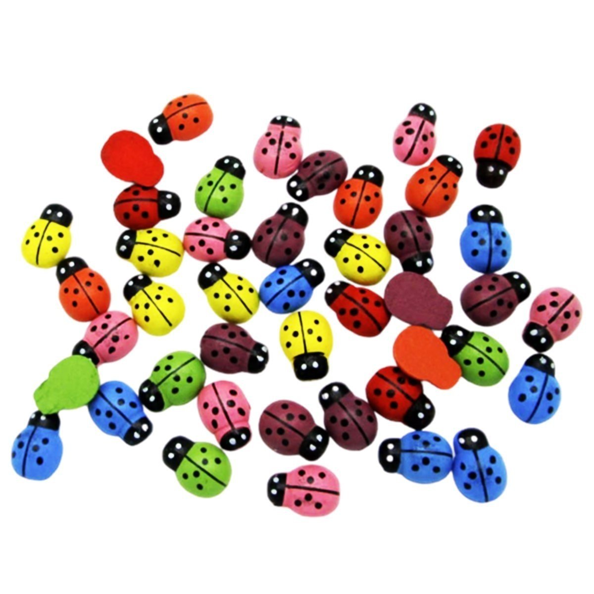 100pcs 12mm Mixed Ladybug Wood Decorations Scrapbooking DIY Craft Wooden Forms - - Asia Sell