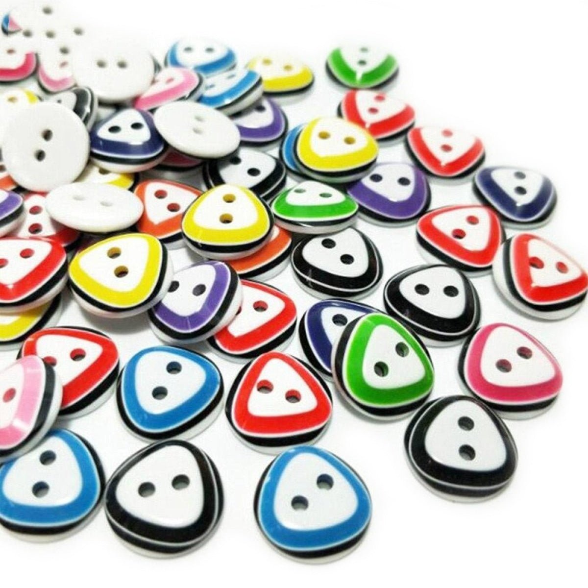 100pcs 12mm Triangular Shape 2 Hole Buttons Mixed Colour Children's Clothing Sewing Triangle - - Asia Sell