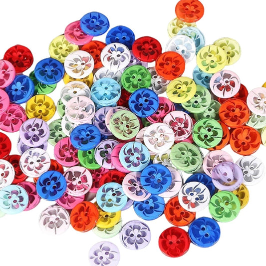 100pcs 14mm 2 Hole Buttons Flower Pattern Mixed Children's Clothing Sewing - Asia Sell
