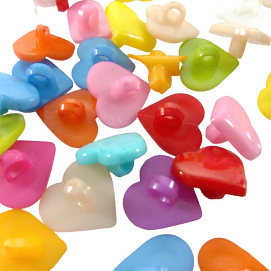 100pcs 15mm Hearts Shank Plastic Buttons Children's Apparel Sewing Accessories DIY Crafts - Asia Sell