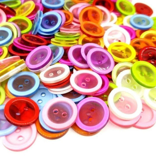 100pcs 15mm Round 2 Hole Resin Buttons Flatback Children's Clothing Sewing - Asia Sell