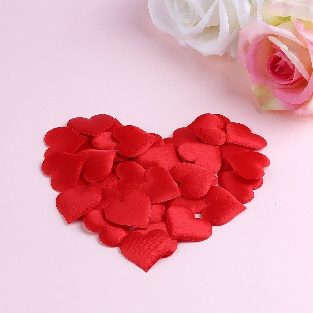 100pcs 2.0cm-3.5cm Fabric Love Heart Shape Petals For Wedding Table Decorations Confetti - Blue 2cm - Asia Sell
