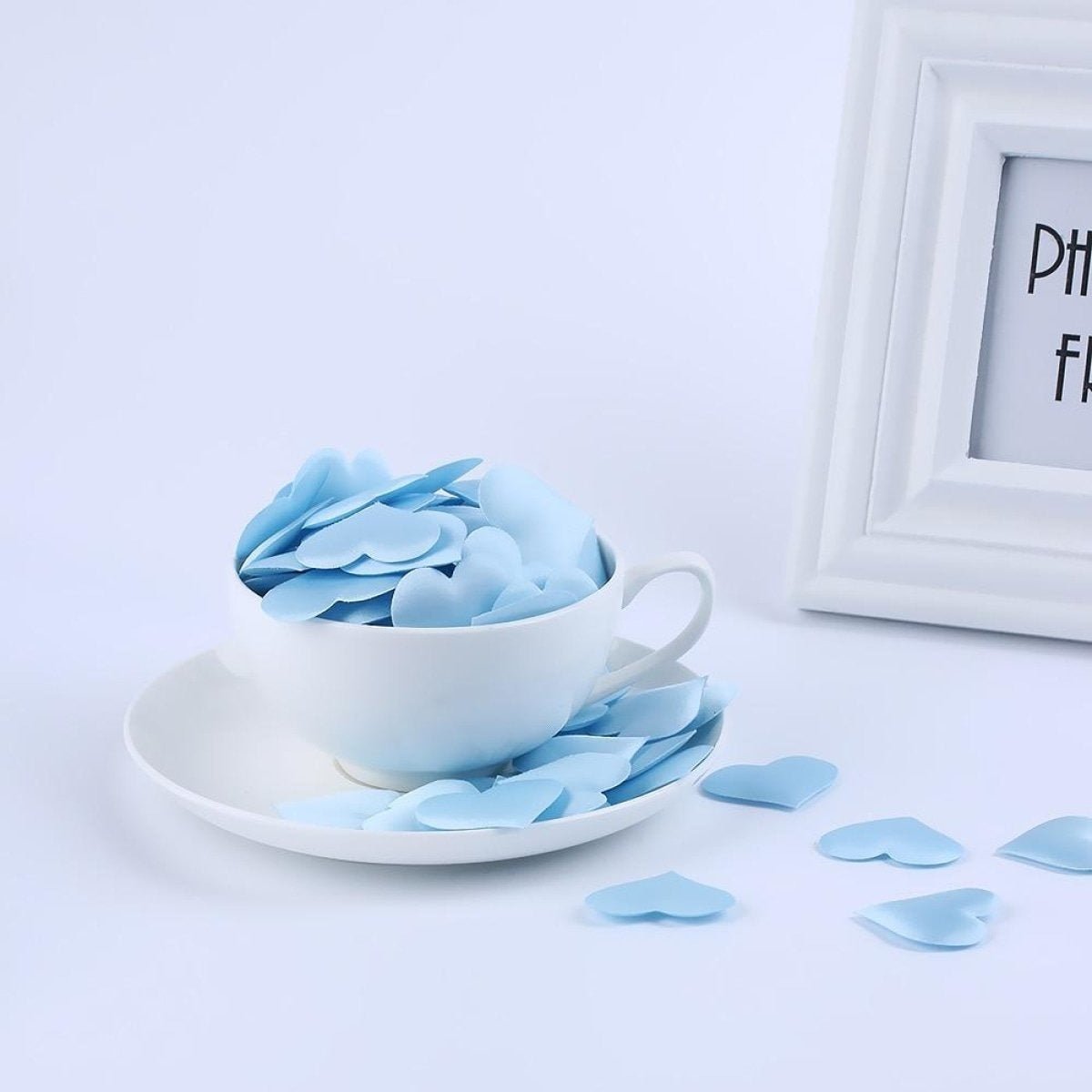 100pcs 2.0cm-3.5cm Fabric Love Heart Shape Petals For Wedding Table Decorations Confetti - Blue 2cm - Asia Sell
