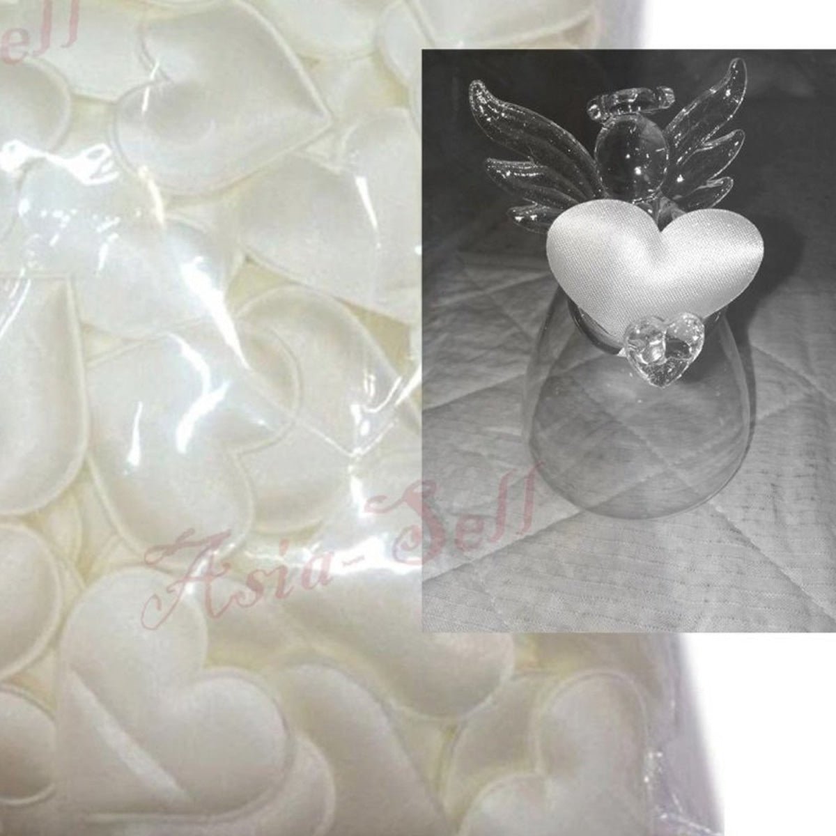 100pcs 2.0cm-3.5cm Fabric Love Heart Shape Petals For Wedding Table Decorations Confetti - Champagne 3.5cm - Asia Sell