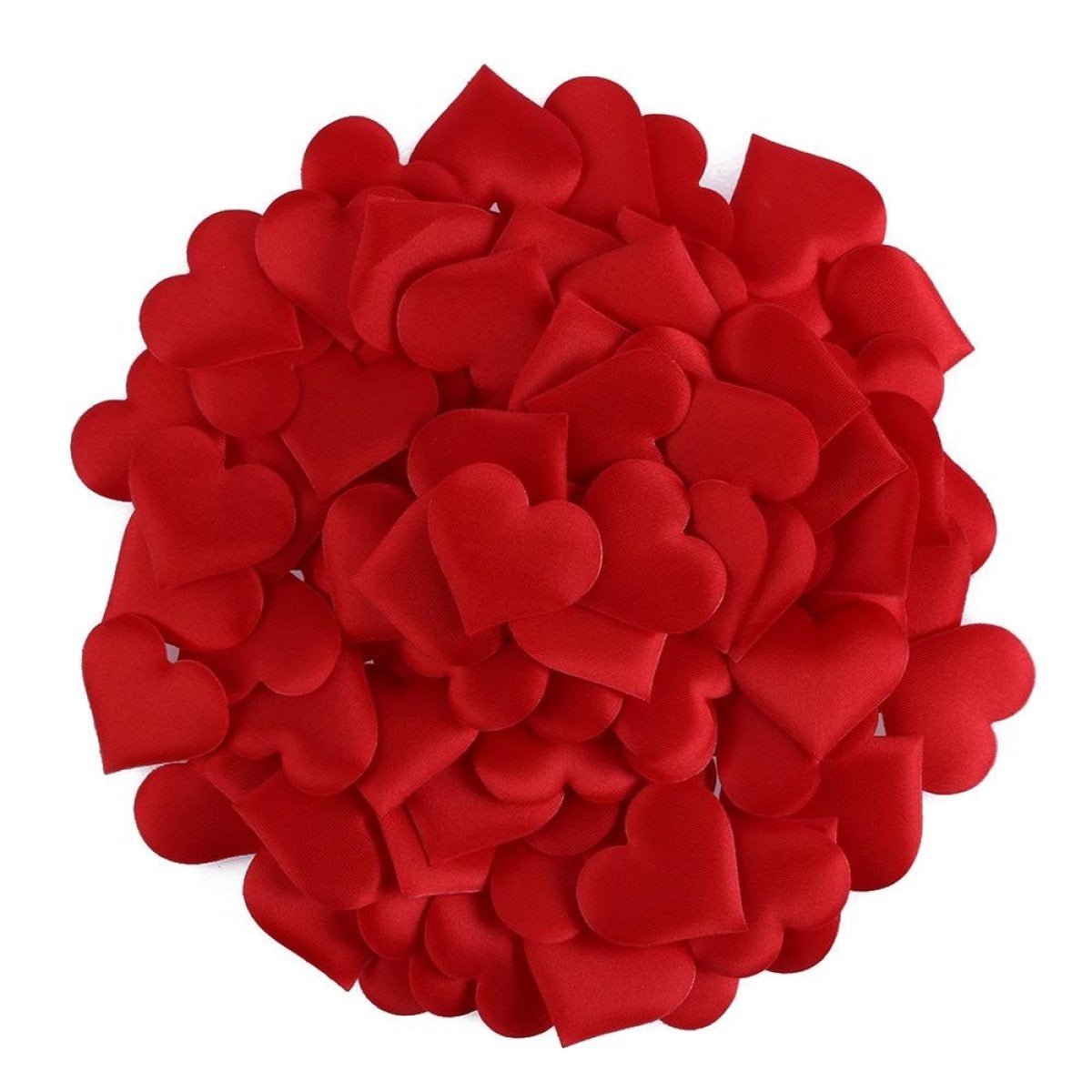 100pcs 2.0cm-3.5cm Fabric Love Heart Shape Petals For Wedding Table Decorations Confetti - Red 2cm - Asia Sell