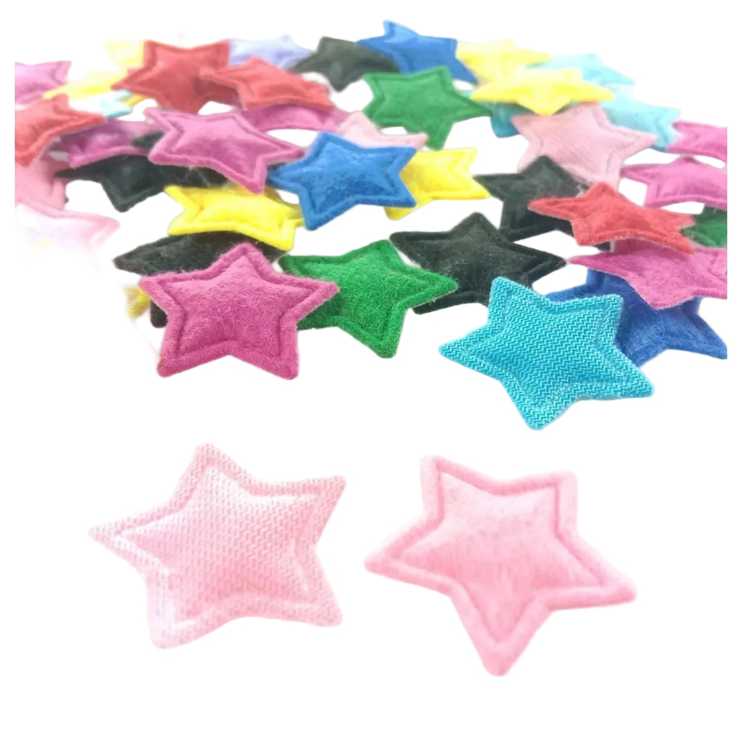 100pcs 2.5cm Fluffy Felt Cloth Stars Padded Appliques Kids Sewing Scrapbooking DIY Crafts Shapes - - Asia Sell