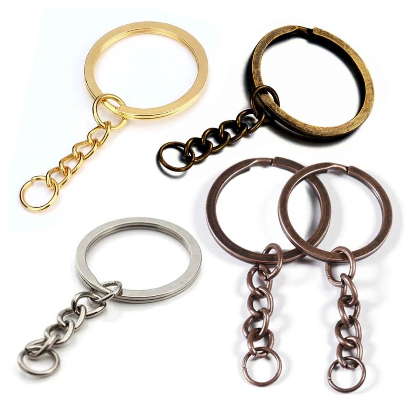 100pcs 25mm Gold Ancient Keyring Keychain Split Ring Chain Key Rings Key Chains - Antique Bronze - Asia Sell