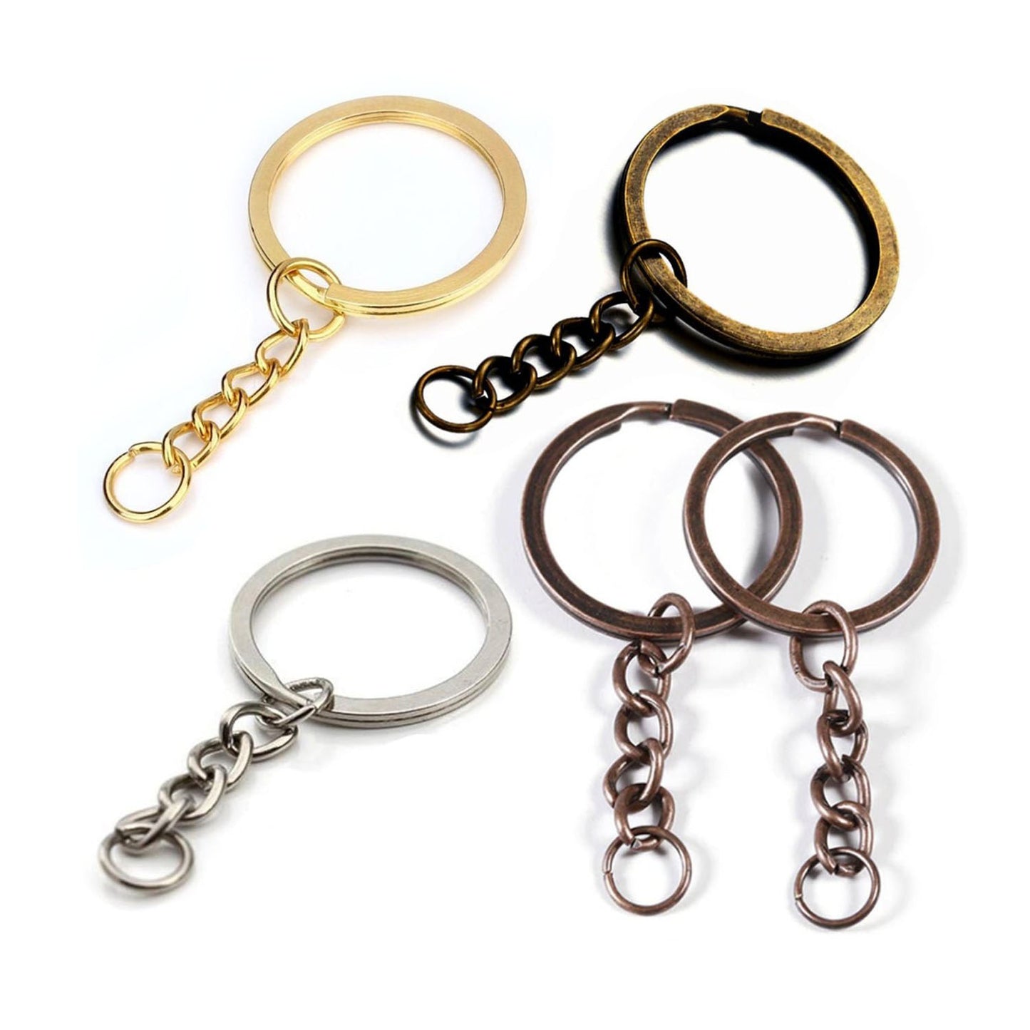 100pcs 25mm Gold Ancient Keyring Keychain Split Ring Chain Key Rings Key Chains - Main Image - Asia Sell