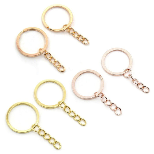 100pcs 25mm Rose Gold Ancient Keyring Keychain Split Ring Chain Key Rings Key Chains - Gold - - Asia Sell