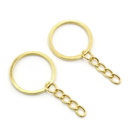 100pcs 25mm Rose Gold Ancient Keyring Keychain Split Ring Chain Key Rings Key Chains - Gold - - Asia Sell